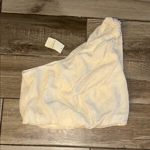 Abercrombie & Fitch Cream One-Shoulder Top
